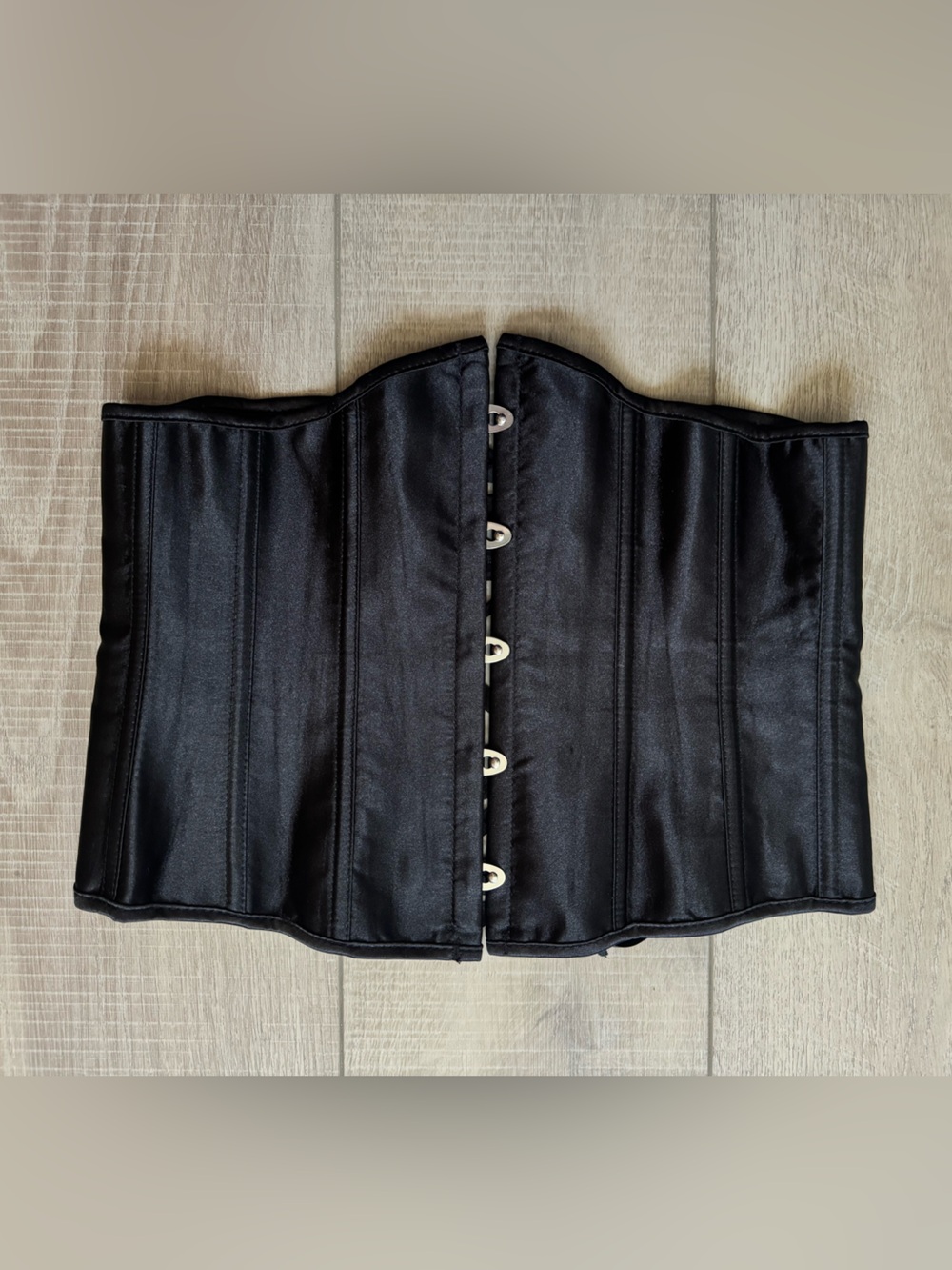Black Waist Trainer Corset with Front Hooks Sz Med